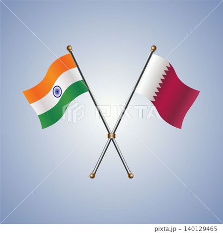 India and Qatar flag relations. Vector Illustration 140129465