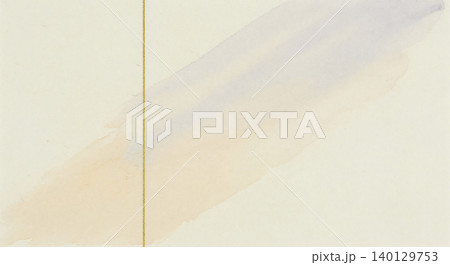 淡い琥珀色と薄墨の水彩に一本の金箔ラインが光る和風背景素材 140129753