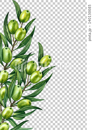 Olive branches frame. Hand-drawn watercolor illustration. Perfect for creating labels, prints, and decor, as well as packaging, postcards, posters, and more. Olive branches frame. Hand-drawn watercolor illustration. Perfect for creating labels, prints, and decor, as well as packaging, postcards, posters, and more. 140130085