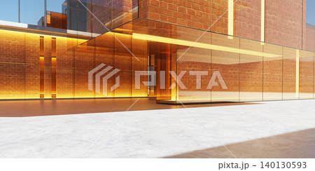 3d rendering modern building combining brick walls and transparent glass 140130593