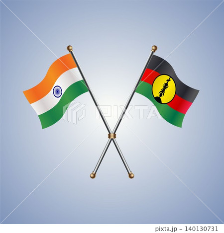 India and New Caledonia flag relations. Vector Illustration 140130731
