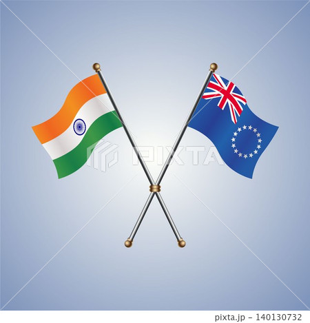 India and Cook Islands flag relations. Vector Illustration 140130732