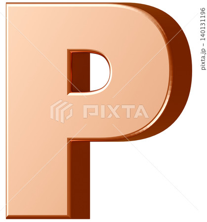 3D素材_アルファベット_P_金 3D素材_アルファベット_P_金 140131196