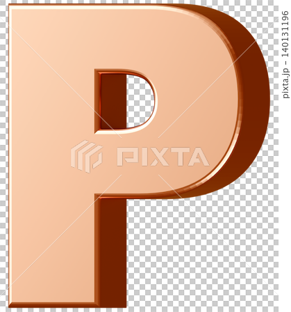 3D素材_アルファベット_P_金 3D素材_アルファベット_P_金 140131196