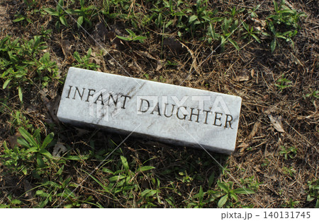 Marble Brick in Cemetery With Words Infant Daughter Engraved 140131745