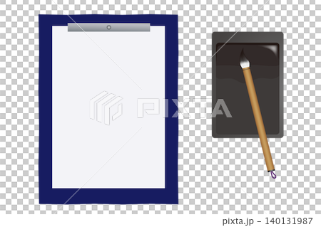 Calligraphy tool set: brush, inkstone, and paper (illustration material) Calligraphy tool set: brush, inkstone, and paper (illustration material) 140131987