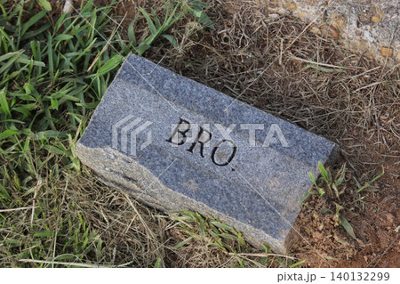 Old Brick Stone in Cemetery With Word Bro Engraved 140132299