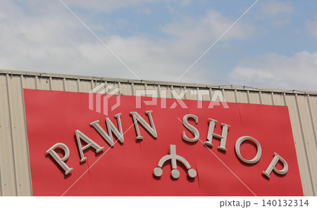 Pawn Shop Sign With Pawn Symbol Close up 140132314