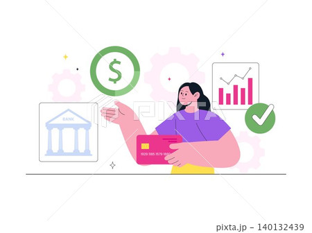 Fintech Vector Illustration Featuring Digital Banking, Mobile Finance Management, Financial Technology Services, and Cashless Transactions Fintech Vector Illustration Featuring Digital Banking, Mobile Finance Management, Financial Technology Services, and Cashless Transactions 140132439