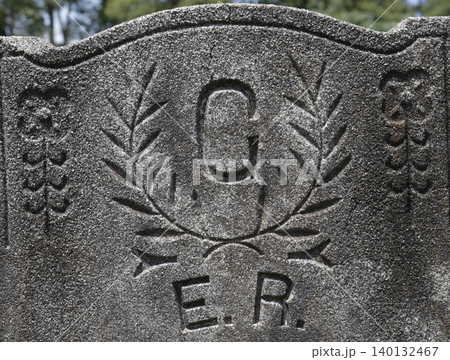 Closeup of Historic Headstone in Rural East Texas Cemetery Letter C 140132467