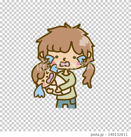 A crying baby and a distressed, crying mother. (No background) A crying baby and a distressed, crying mother. (No background) 140132611