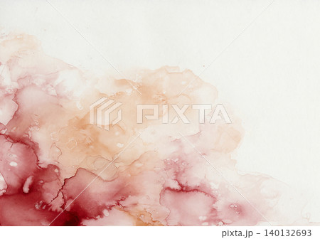 白い和紙に深紅と薄桃色の水彩が滲む芸術的で美しい和風素材 白い和紙に深紅と薄桃色の水彩が滲む芸術的で美しい和風素材 140132693