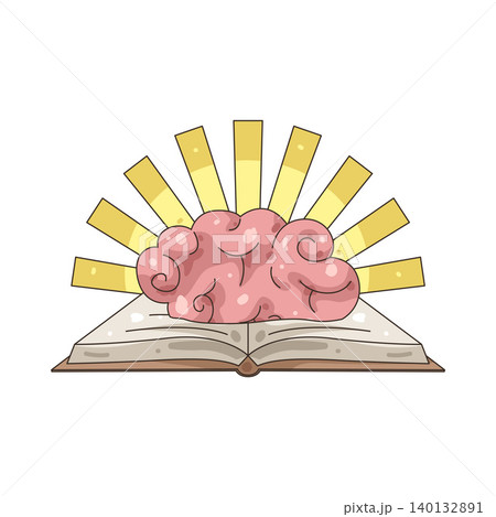 Illustration of brain on an open book 140132891