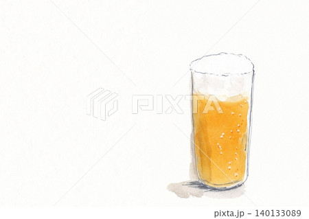 生ビールの手描き水彩イラスト 生ビールの手描き水彩イラスト 140133089
