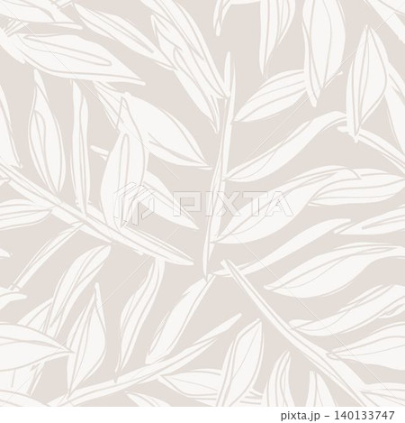 Botanical Leaf Motif Textile Pattern Design In Beige And White For Fashion Apparel And Home Decor Botanical Leaf Motif Textile Pattern Design In Beige And White For Fashion Apparel And Home Decor 140133747