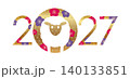 2027年の年賀素材　未年のシンボルロゴ 140133851