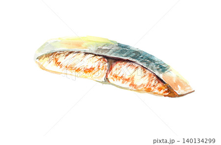 焼いた鰆の水彩イラスト 140134299