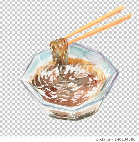 箸ですくいあげたもずくのイラスト 箸ですくいあげたもずくのイラスト 140134300