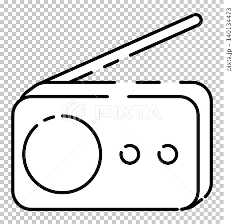 防災用品に使える携帯ラジオの線画イラスト 140134473