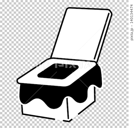 災害時に使える簡易トイレの線画イラスト 140134474