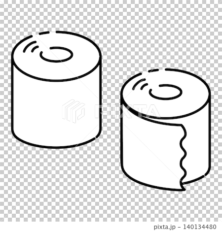 防災備蓄に使えるトイレットペーパーの線画イラスト 防災備蓄に使えるトイレットペーパーの線画イラスト 140134480