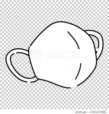 側向3D面具的線條藝術插圖 140134486