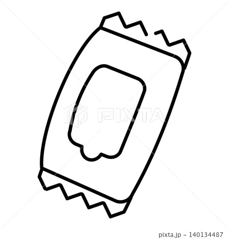 防災備蓄に使えるウェットティッシュの線画イラスト 140134487
