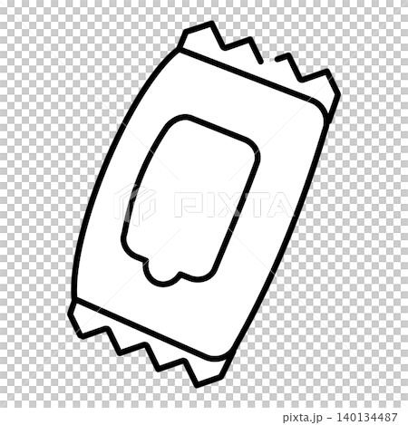 防災備蓄に使えるウェットティッシュの線画イラスト 140134487