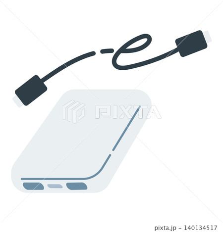 モバイルバッテリーと充電ケーブルのイラスト 140134517