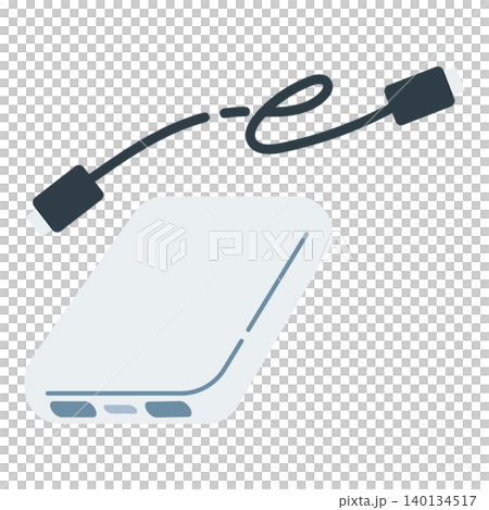 Illustration of a mobile battery and charging cable Illustration of a mobile battery and charging cable 140134517