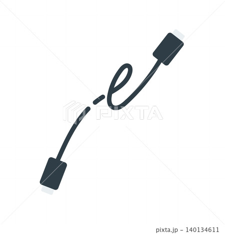 充電ケーブルとUSBコネクタのシンプルなイラスト 充電ケーブルとUSBコネクタのシンプルなイラスト 140134611