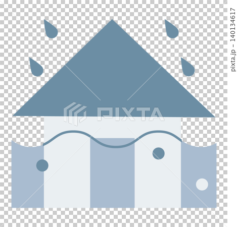 大雨で浸水した家のシンプルなイラスト 大雨で浸水した家のシンプルなイラスト 140134617