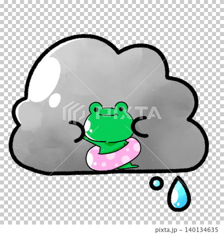 ふわふわ雨雲｜浮き輪カエル抱っこ(顔なし 140134635
