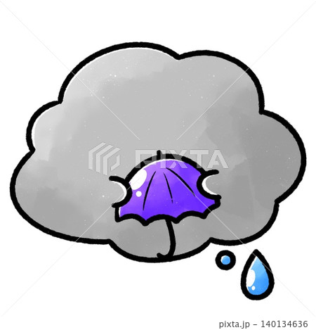 ふわふわ雨雲|傘抱っこ(顔なし) ふわふわ雨雲|傘抱っこ(顔なし) 140134636