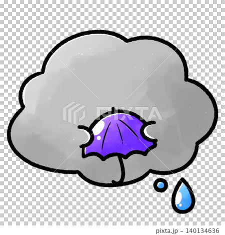 ふわふわ雨雲|傘抱っこ(顔なし) ふわふわ雨雲|傘抱っこ(顔なし) 140134636