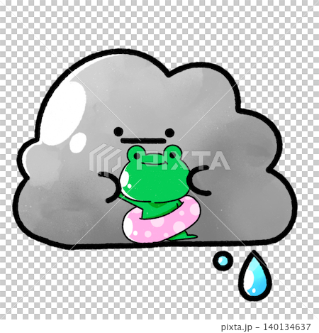 Fluffy rain clouds | Frog hugging a lifebuoy 140134637