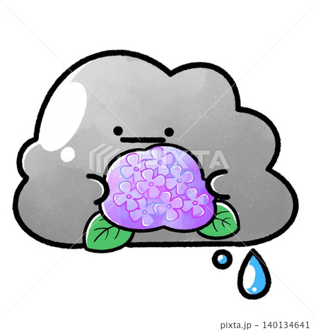 ふわふわ雨雲｜あじさい抱っこ 140134641