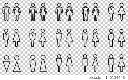 男女廁所圖示集，廁所符號圖示向量素材 140134646