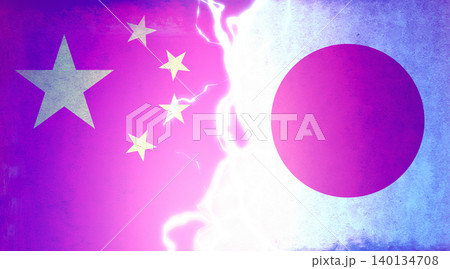 国家間の対立イメージイラスト (政治・戦争・緊張) / 中国 vs 日本 140134708