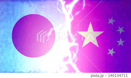 国家間の対立イメージイラスト (政治・戦争・緊張) / 日本 vs 中国 140134711