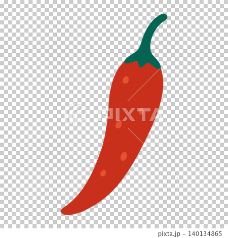 Red chili pepper in flat vector style for food illustration and packaging 140134865