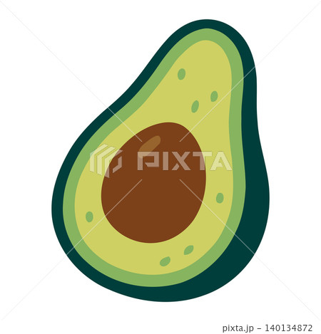 Avocado half in flat vector style for food packaging and branding Avocado half in flat vector style for food packaging and branding 140134872
