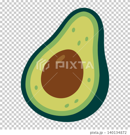 Avocado half in flat vector style for food packaging and branding Avocado half in flat vector style for food packaging and branding 140134872