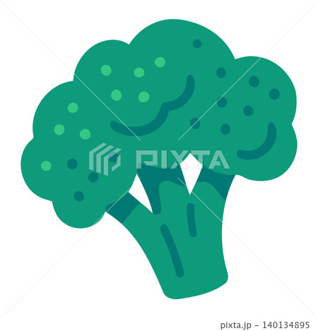 Smiling broccoli mascot in flat vector style for food branding and packaging 140134895