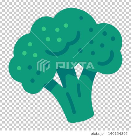 Smiling broccoli mascot in flat vector style for food branding and packaging 140134895