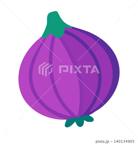 Purple onion in modern flat vector style for food illustration and packaging Purple onion in modern flat vector style for food illustration and packaging 140134905
