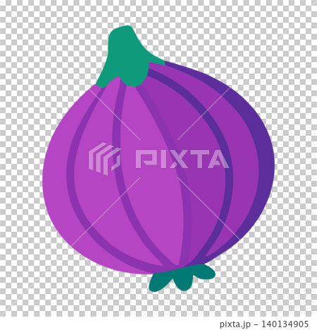 Purple onion in modern flat vector style for food illustration and packaging Purple onion in modern flat vector style for food illustration and packaging 140134905