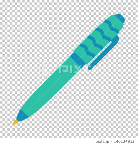 Teal pen with blue accents flat vector illustration for stationery and office supplies 140134912