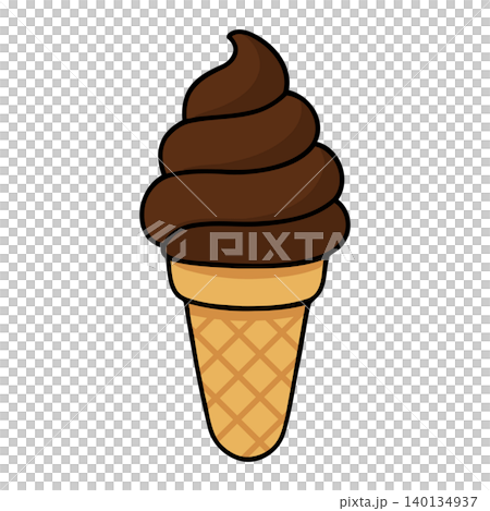 Chocolate ice cream cone in cartoon vector style for food illustration and branding 140134937