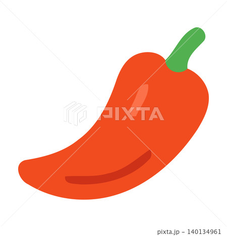 Red chili pepper in flat vector style for food illustration and packaging 140134961